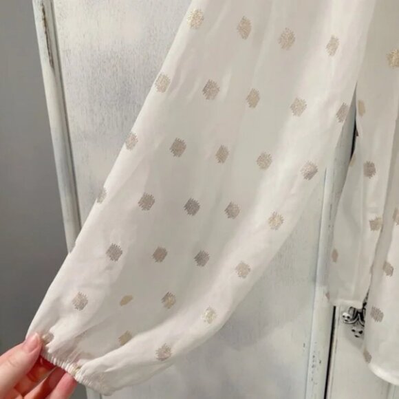 Palette White & Gold Polka Dot Sheer Blouse - Size XL - Picture 6 of 8